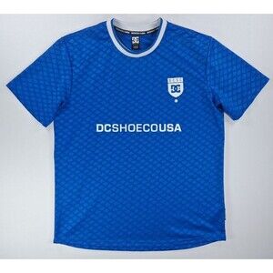 DC Shoes Wicksey Blue Soccer Jersey Mens Sz XL Skateboarding Y2K Blockecore Top